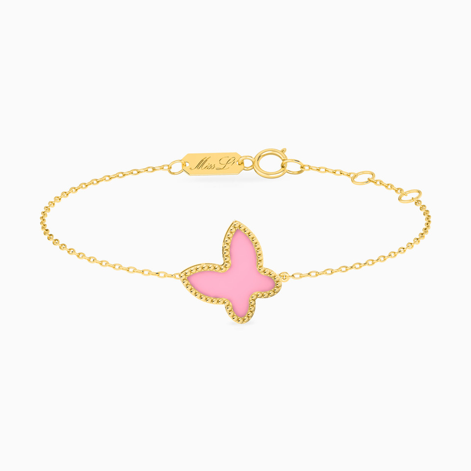 Butterfly Rose Stone Chain Bracelet in 18K Gold Butterfly Rose Stone Chain Bracelet in 18K Gold