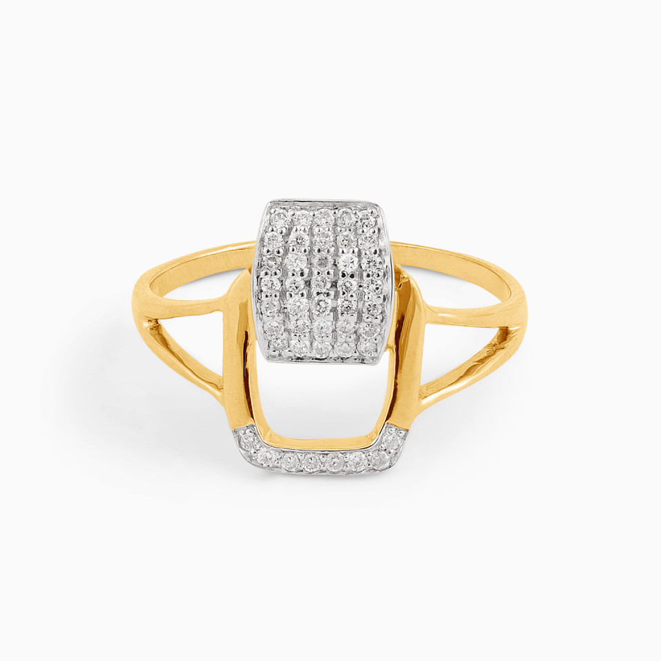 Rectangle Diamond Ring in 18K Gold - 2 Rectangle Diamond Ring in 18K Gold - 2
