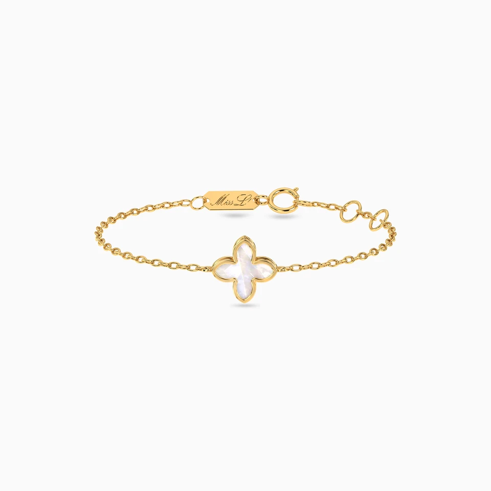 Kids Flower Colored Stones Chain Bracelet in 18K Gold Kids Flower Colored Stones Chain Bracelet in 18K Gold