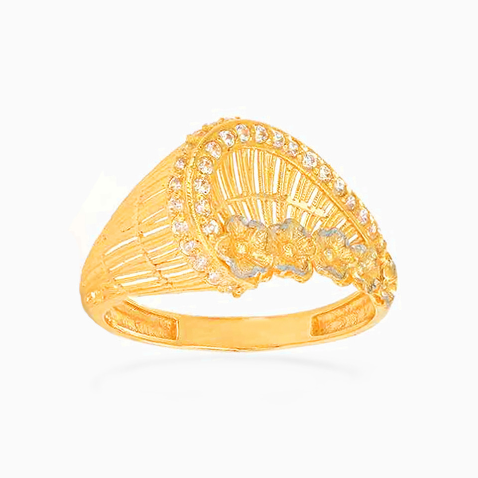 Abstract Cubic Zirconia Ring in 21K Gold Abstract Cubic Zirconia Ring in 21K Gold