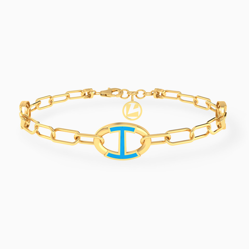 Links Enamel Coated Chain Bracelet in 18K Gold Links Enamel Coated Chain Bracelet in 18K Gold