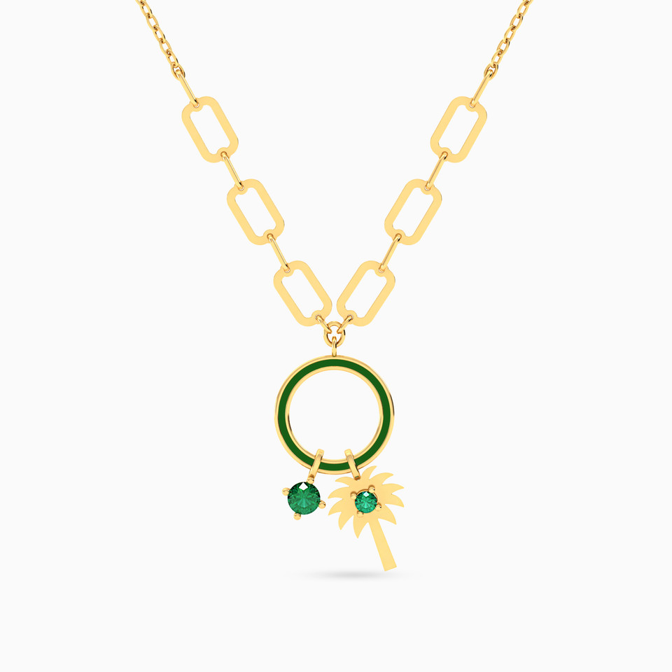Circle Green Stones Necklace in 18K Gold Circle Green Stones Necklace in 18K Gold