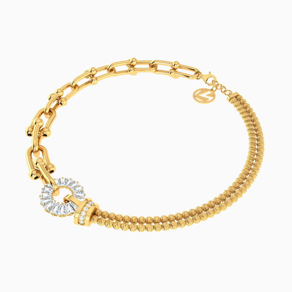 Links Cubic Zirconia Chain Bracelet in 18K Gold | L'azurde KSA
