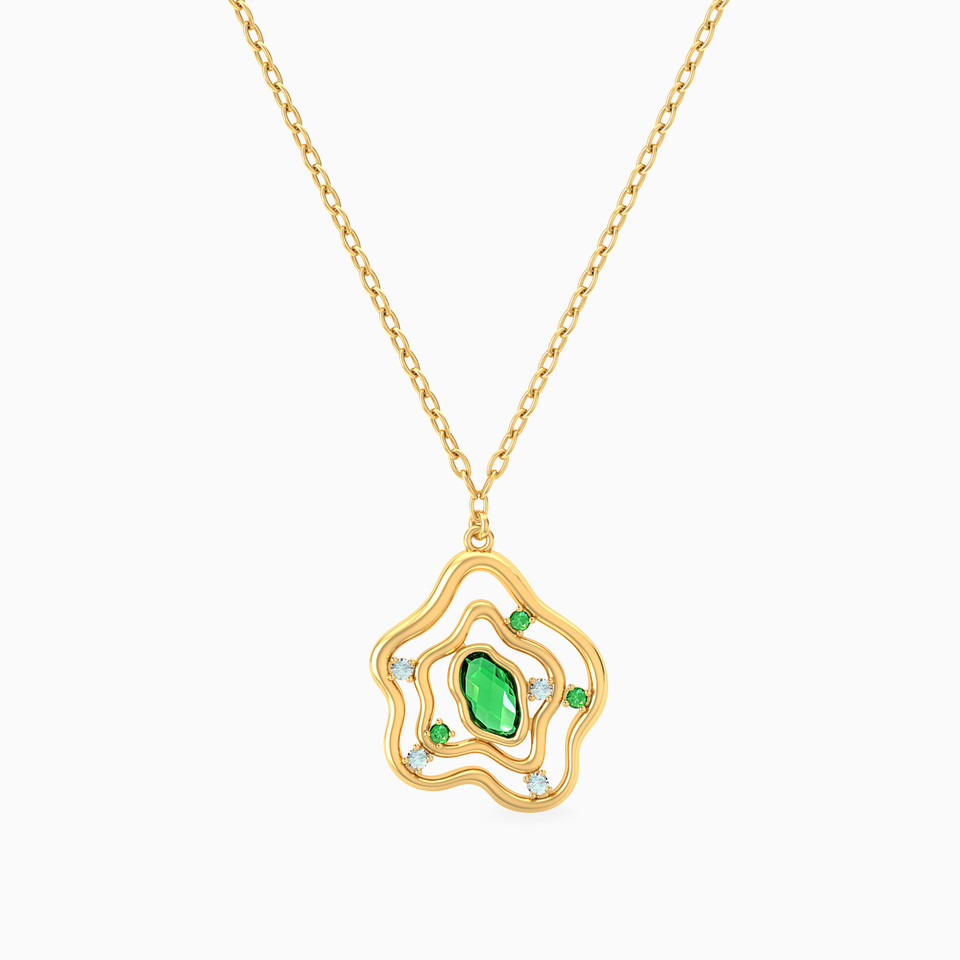 Flower Green Stones Necklace in 18K Gold Flower Green Stones Necklace in 18K Gold