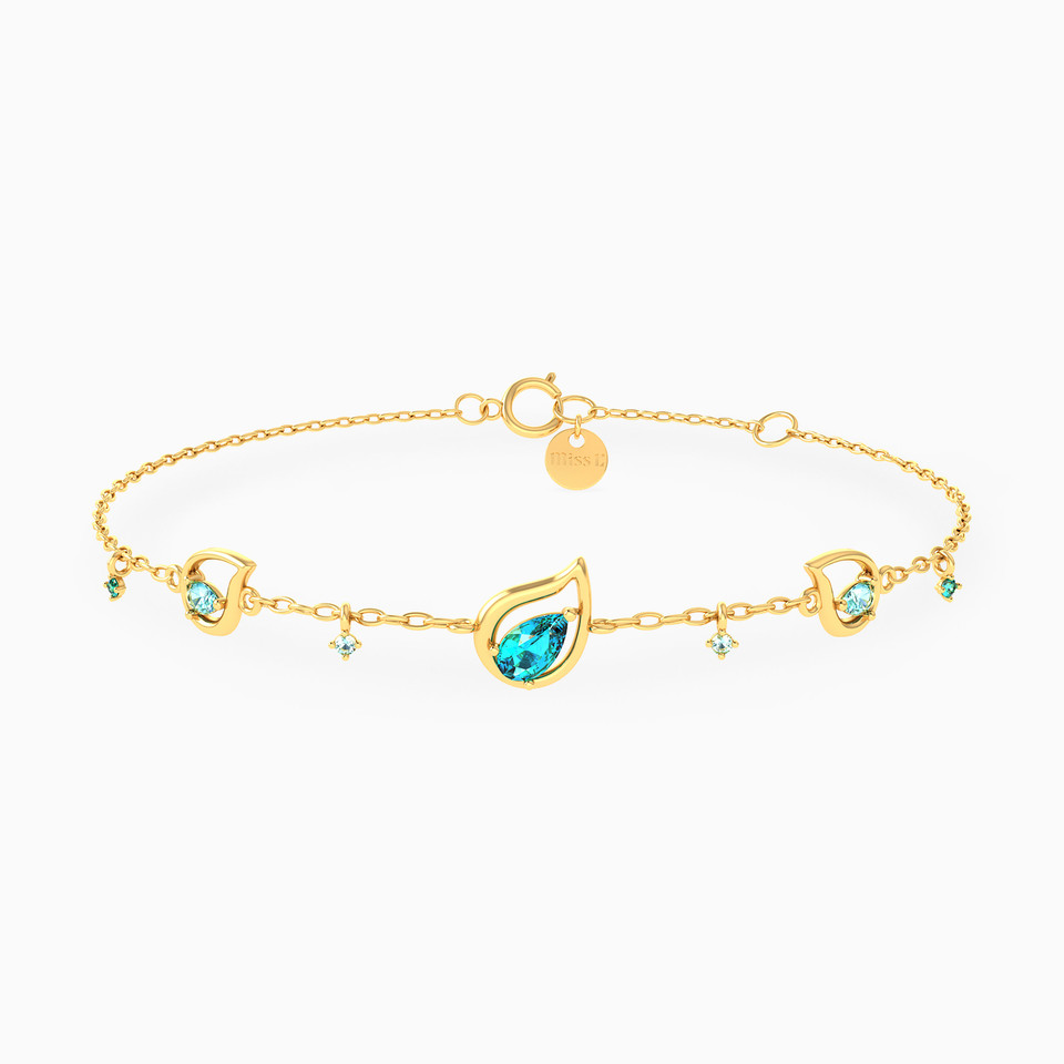 Pear Colored Stones Chain Bracelet in 18K Gold Pear Colored Stones Chain Bracelet in 18K Gold