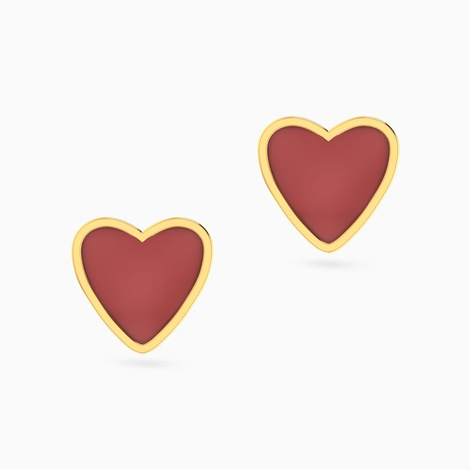 Kids Heart Enamel Coated Stud Earrings in 18K Gold Kids Heart Enamel Coated Stud Earrings in 18K Gold