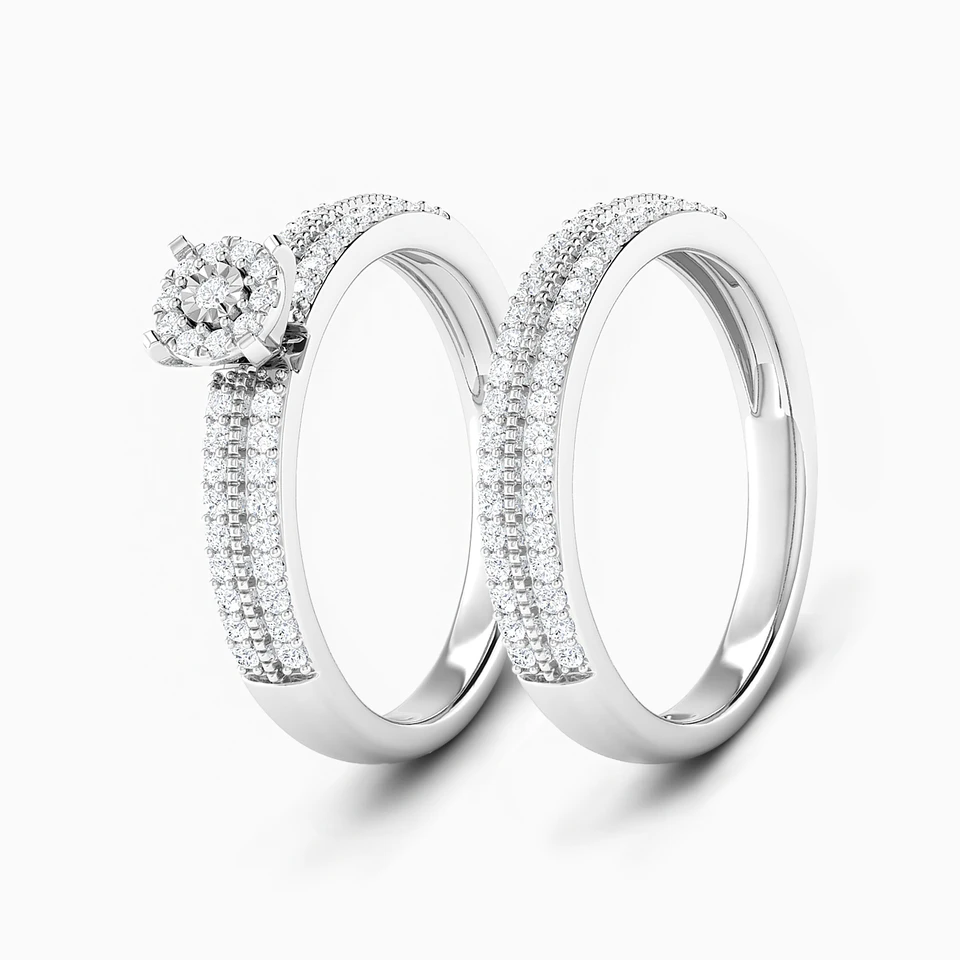 Circle Diamond Twin Rings in 18K Gold - 2 Circle Diamond Twin Rings in 18K Gold - 2