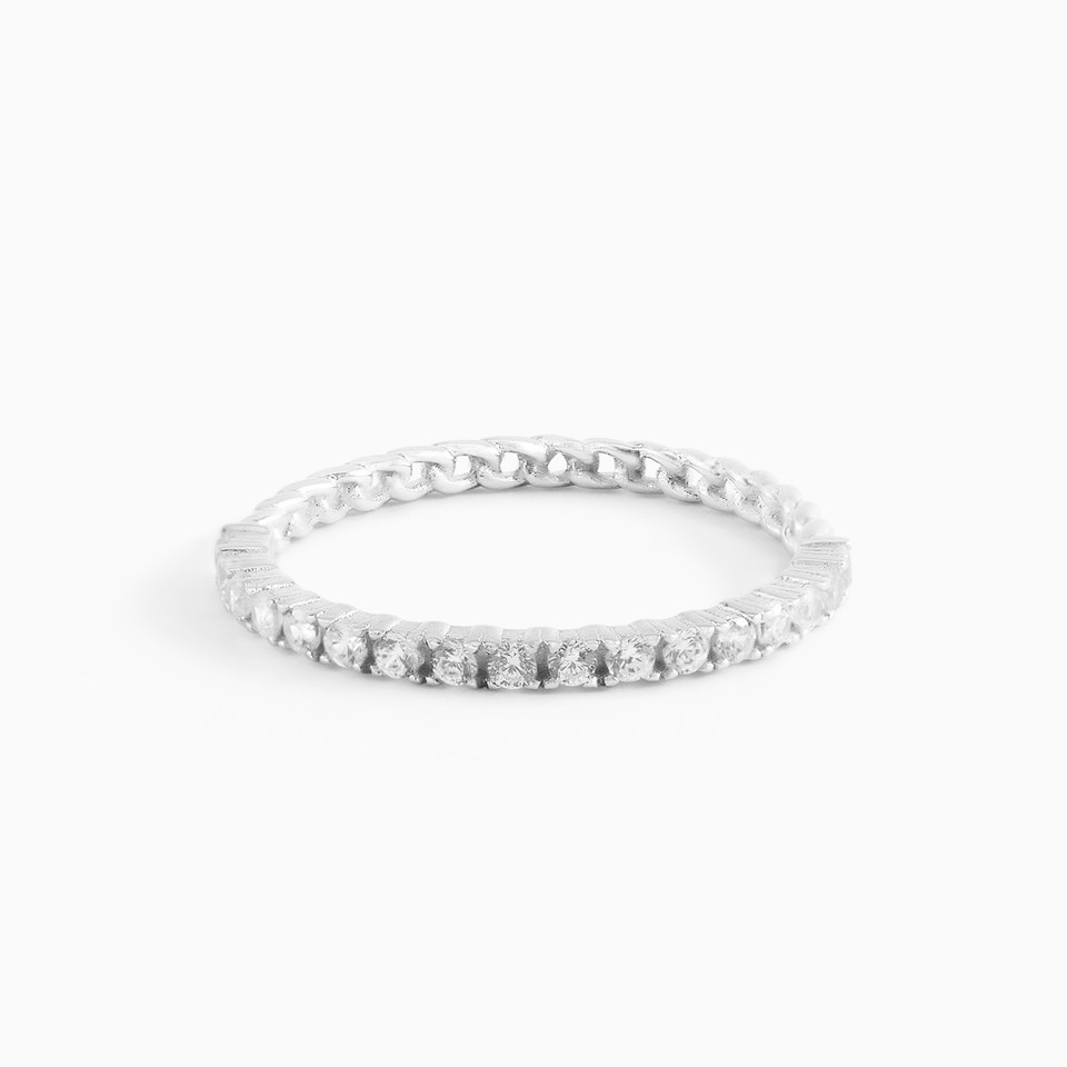 Slim Cubic Zirconia Sterling Silver Eternity Ring (Size 12) Slim Cubic Zirconia Sterling Silver Eternity Ring (Size 12)