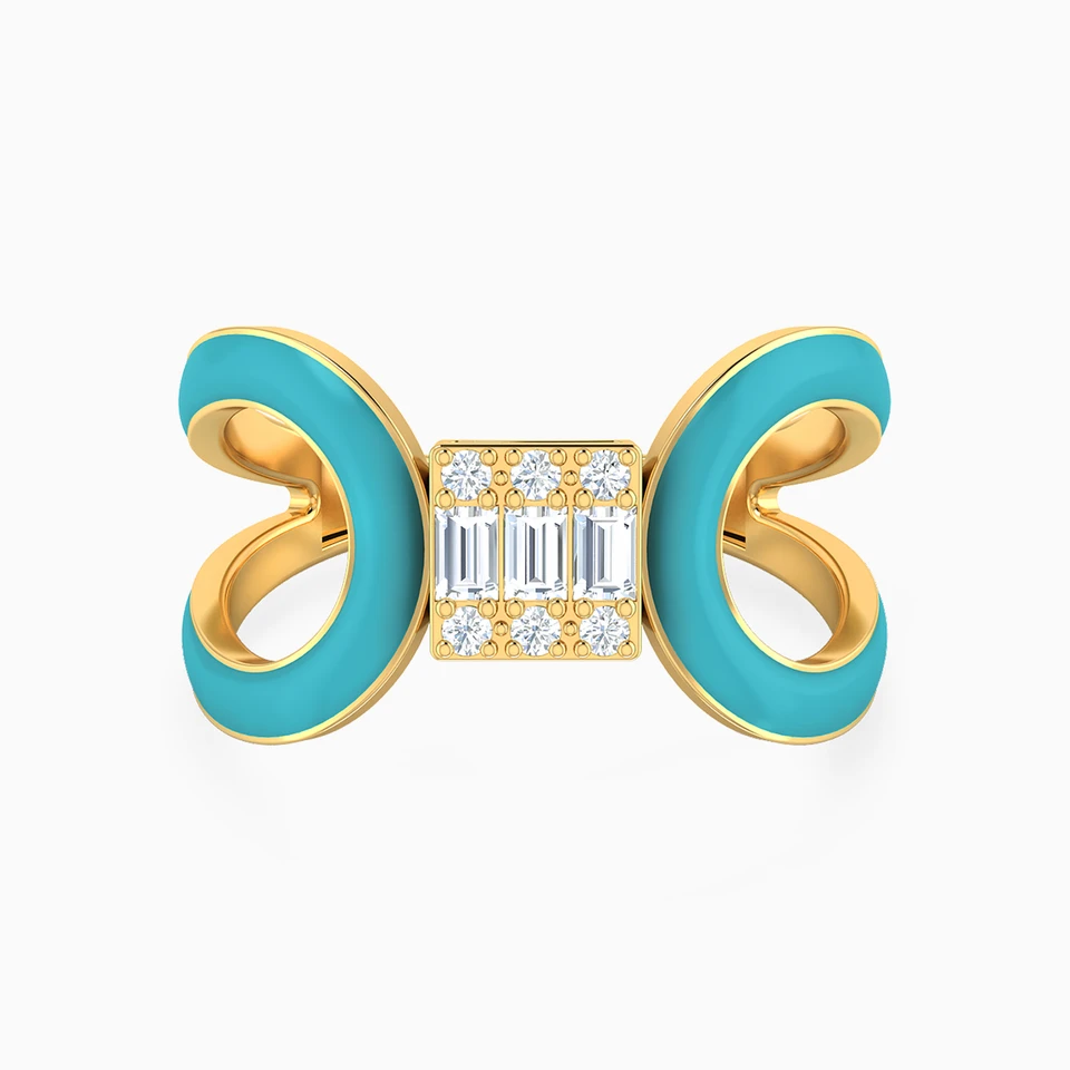 Square Cubic Zirconia & Enamel Coated Statement Ring in 18K Gold Square Cubic Zirconia & Enamel Coated Statement Ring in 18K Gold