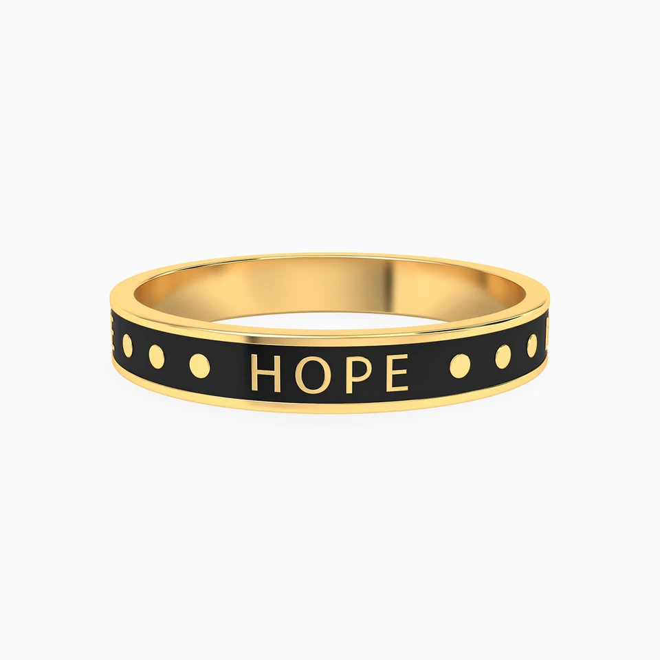 "Hope" Enamel Coated Band Ring in 18K Gold "Hope" Enamel Coated Band Ring in 18K Gold