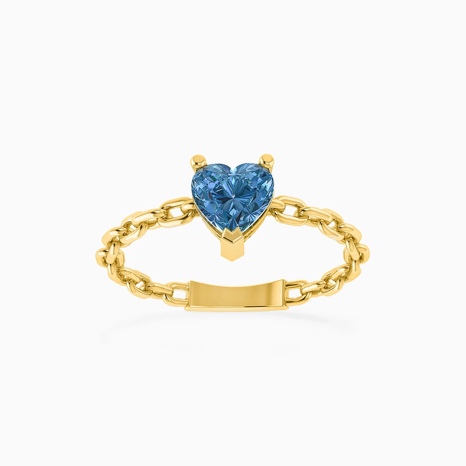 Heart Blue Stone Statement Ring in 18K Gold Heart Blue Stone Statement Ring in 18K Gold