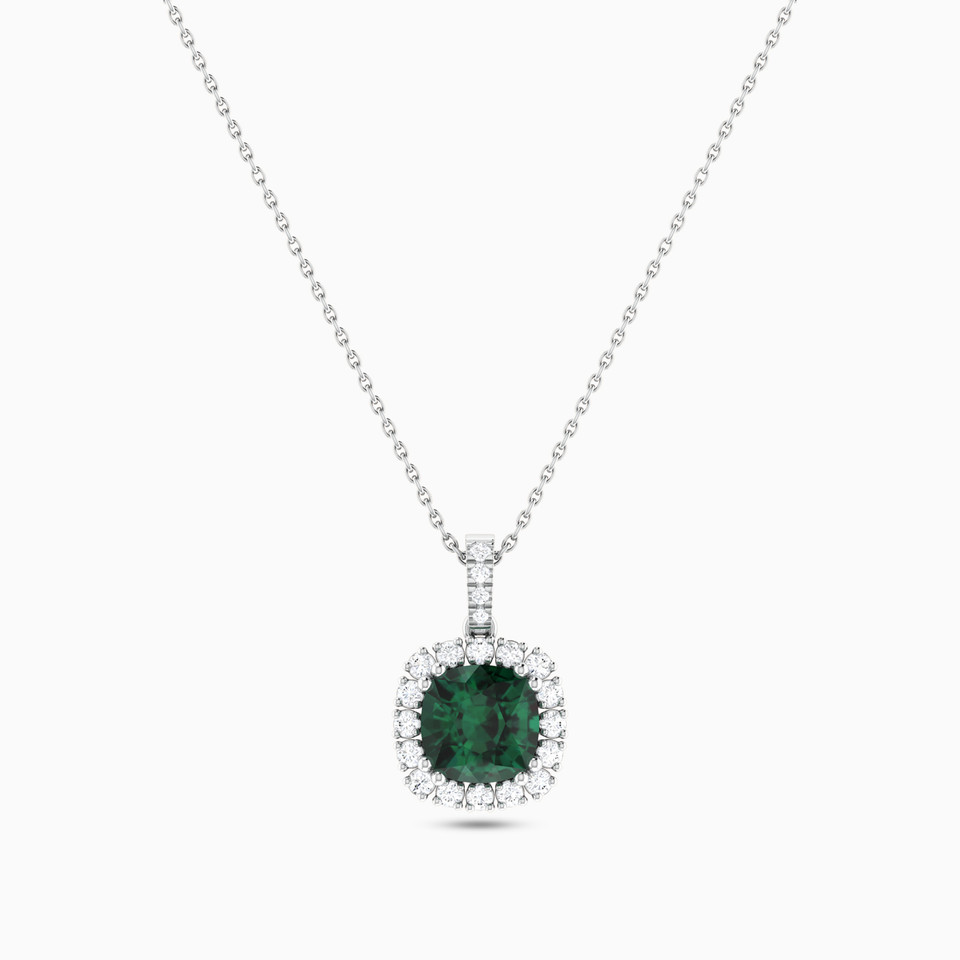 Circle Diamond & Green Stones Necklace in 18K Gold Circle Diamond & Green Stones Necklace in 18K Gold