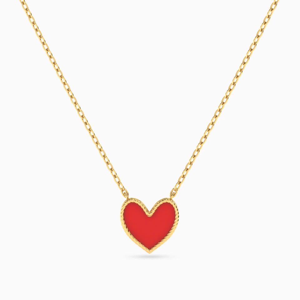 Kids Heart Enamel Coated Necklace in 18K Gold Kids Heart Enamel Coated Necklace in 18K Gold