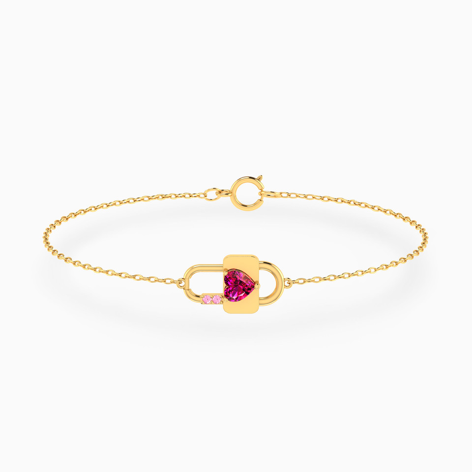Lock Rose Stone Chain Bracelet in 18K Gold Lock Rose Stone Chain Bracelet in 18K Gold