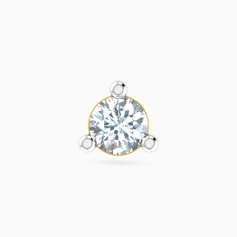 Brilliant Diamonds Nose Pin Piercing in 18K Gold - 2 Brilliant Diamonds Nose Pin Piercing in 18K Gold - 2