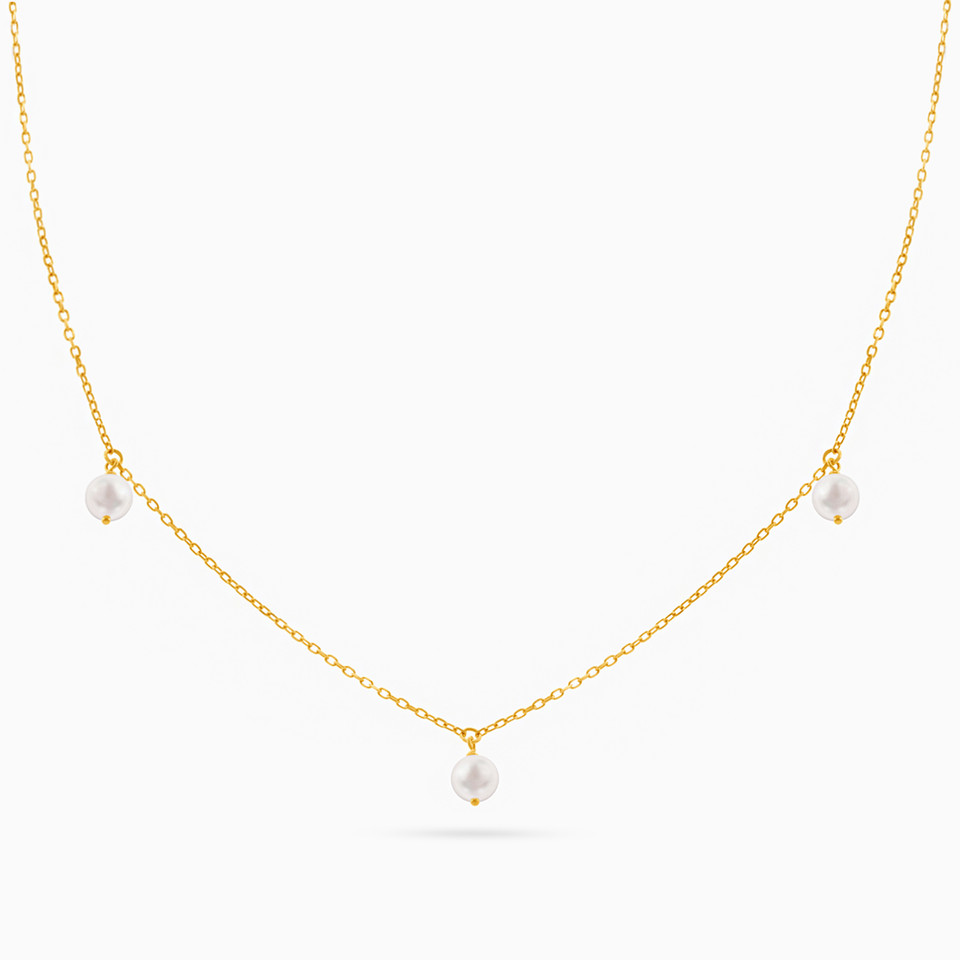 Round Pearl Chain Necklace in 18K Gold Round Pearl Chain Necklace in 18K Gold