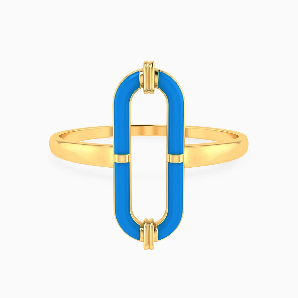 Oval Shaped Enamel Coated Statement Ring in 18K Gold Oval Shaped Enamel Coated Statement Ring in 18K Gold