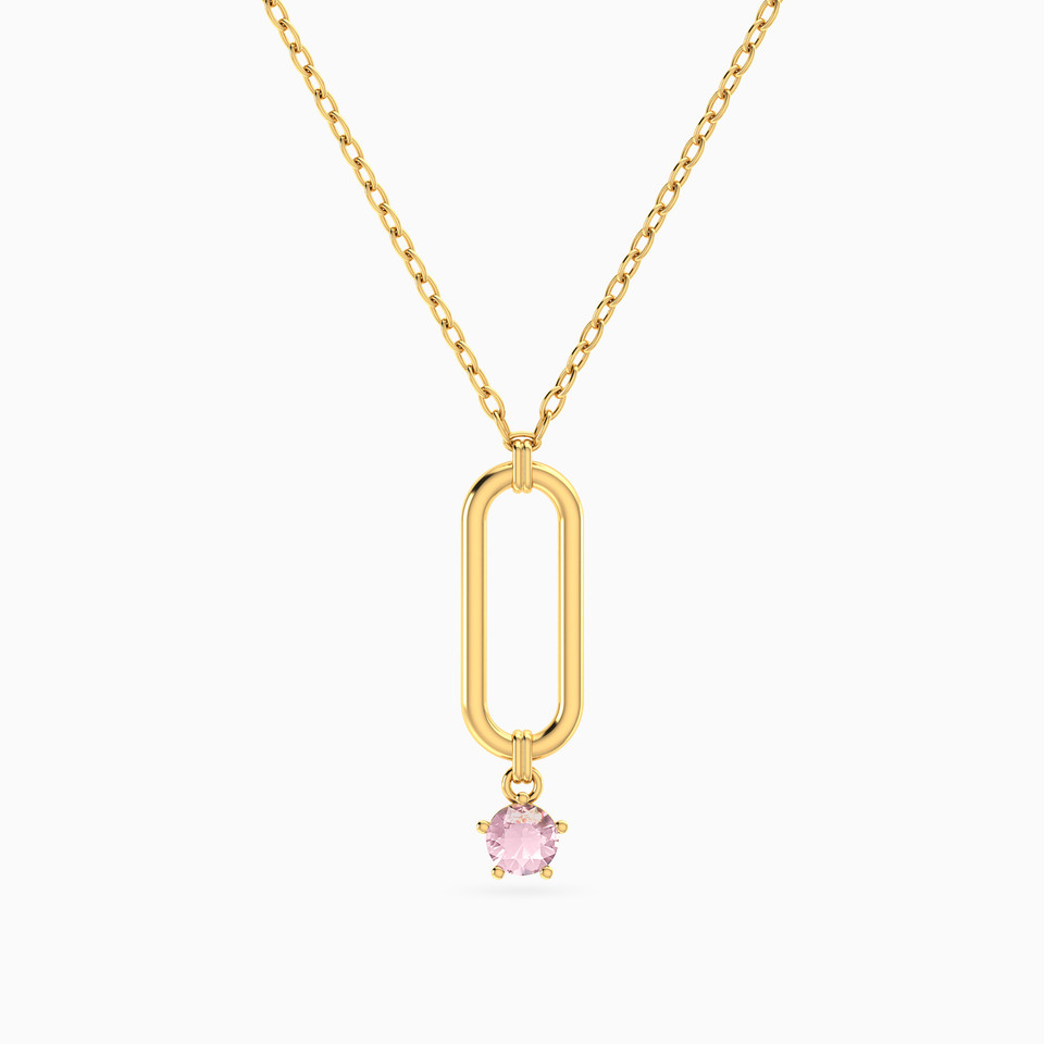 Rectangle Rose Stone Necklace in 18K Gold Rectangle Rose Stone Necklace in 18K Gold