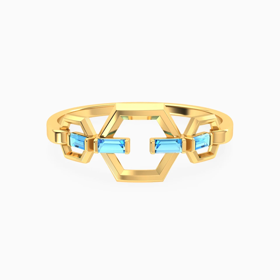 Hexagon Colored Stones Ring in 18K Gold Hexagon Colored Stones Ring in 18K Gold