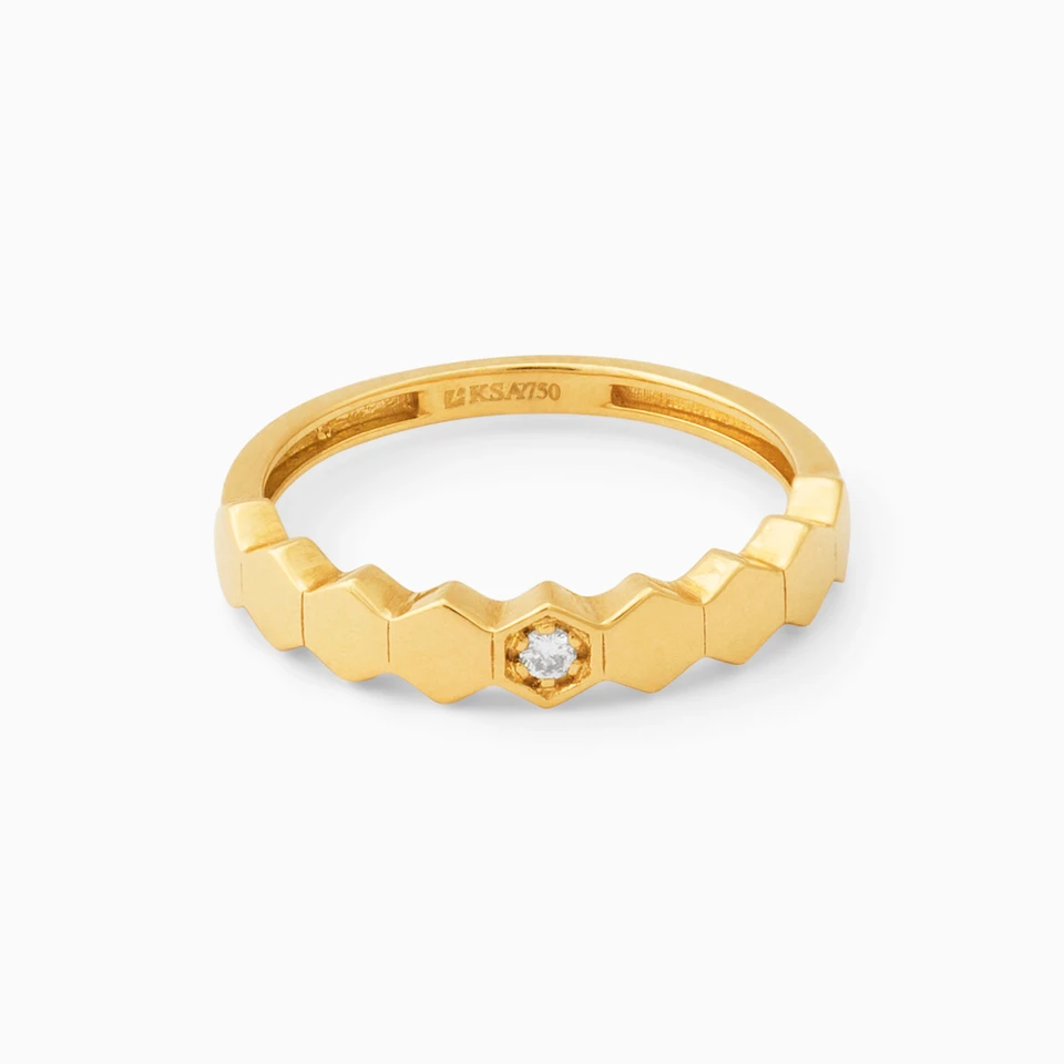 Hexagon Clear Stone Ring in 18K Gold Hexagon Clear Stone Ring in 18K Gold