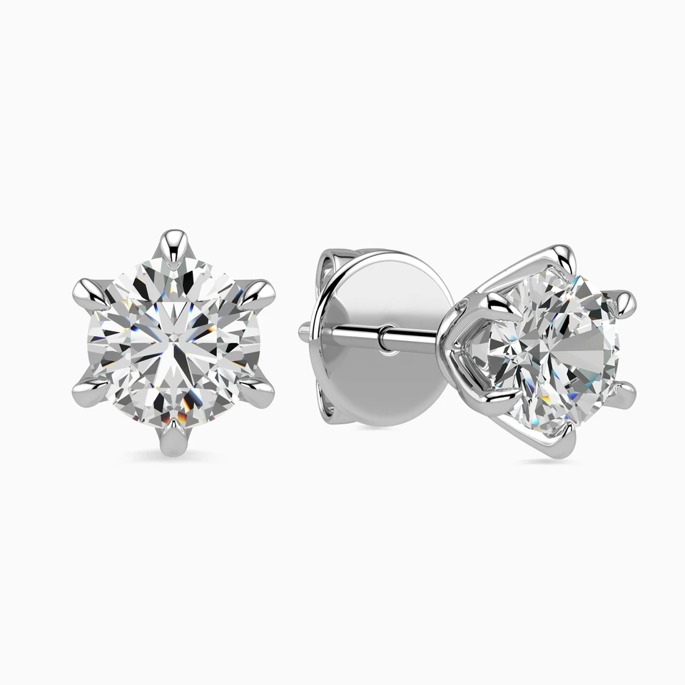 Circle Diamond Stud Earrings in 18K Gold - 2 Circle Diamond Stud Earrings in 18K Gold - 2