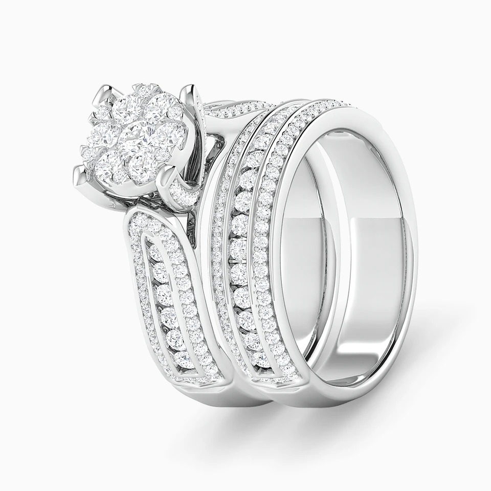 Circle Diamond Twin Rings in 18K Gold - 2 Circle Diamond Twin Rings in 18K Gold - 2