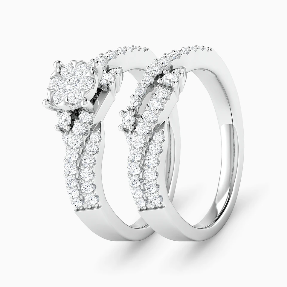 Circle Diamond Twin Rings in 18K Gold - 2 Circle Diamond Twin Rings in 18K Gold - 2