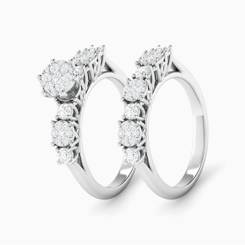 Circle Diamond Twin Rings in 18K Gold - 2 Circle Diamond Twin Rings in 18K Gold - 2