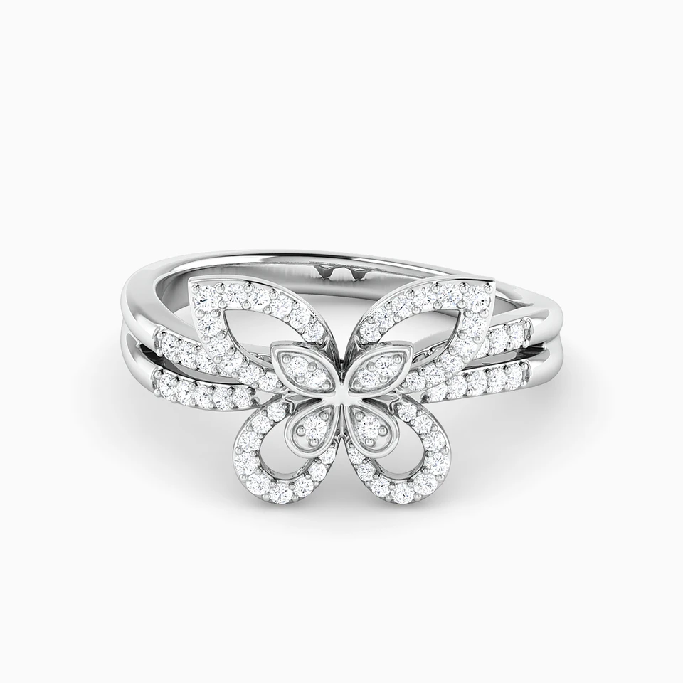 Butterfly Diamond Ring in 18K Gold - 2 Butterfly Diamond Ring in 18K Gold - 2