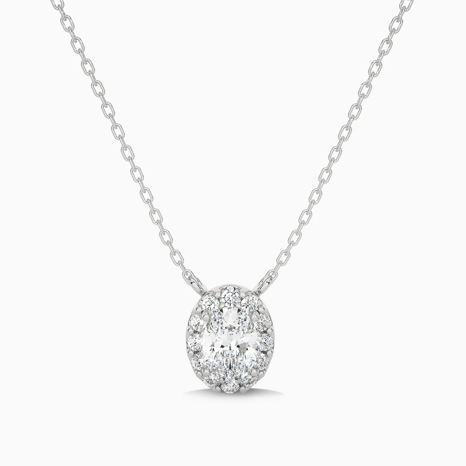 0.68 CT Oval Lab Grown Diamond Pendant in 18K Gold - 2 0.68 CT Oval Lab Grown Diamond Pendant in 18K Gold - 2