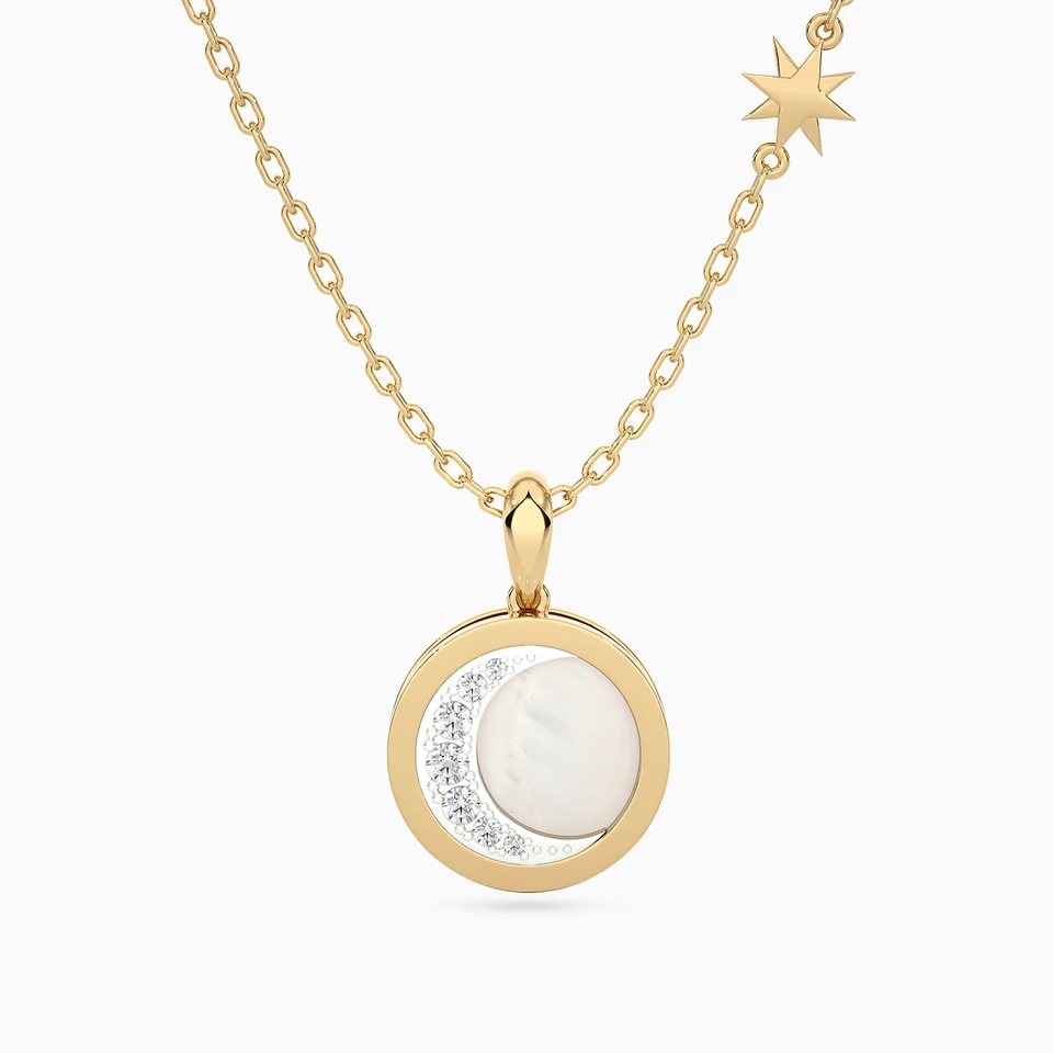 Circle Diamond & Enamel Coated Necklace in 18K Gold Circle Diamond & Enamel Coated Necklace in 18K Gold
