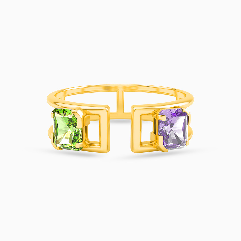 Square Colored Stones Two headed Ring in 18K Gold Square Colored Stones Two headed Ring in 18K Gold