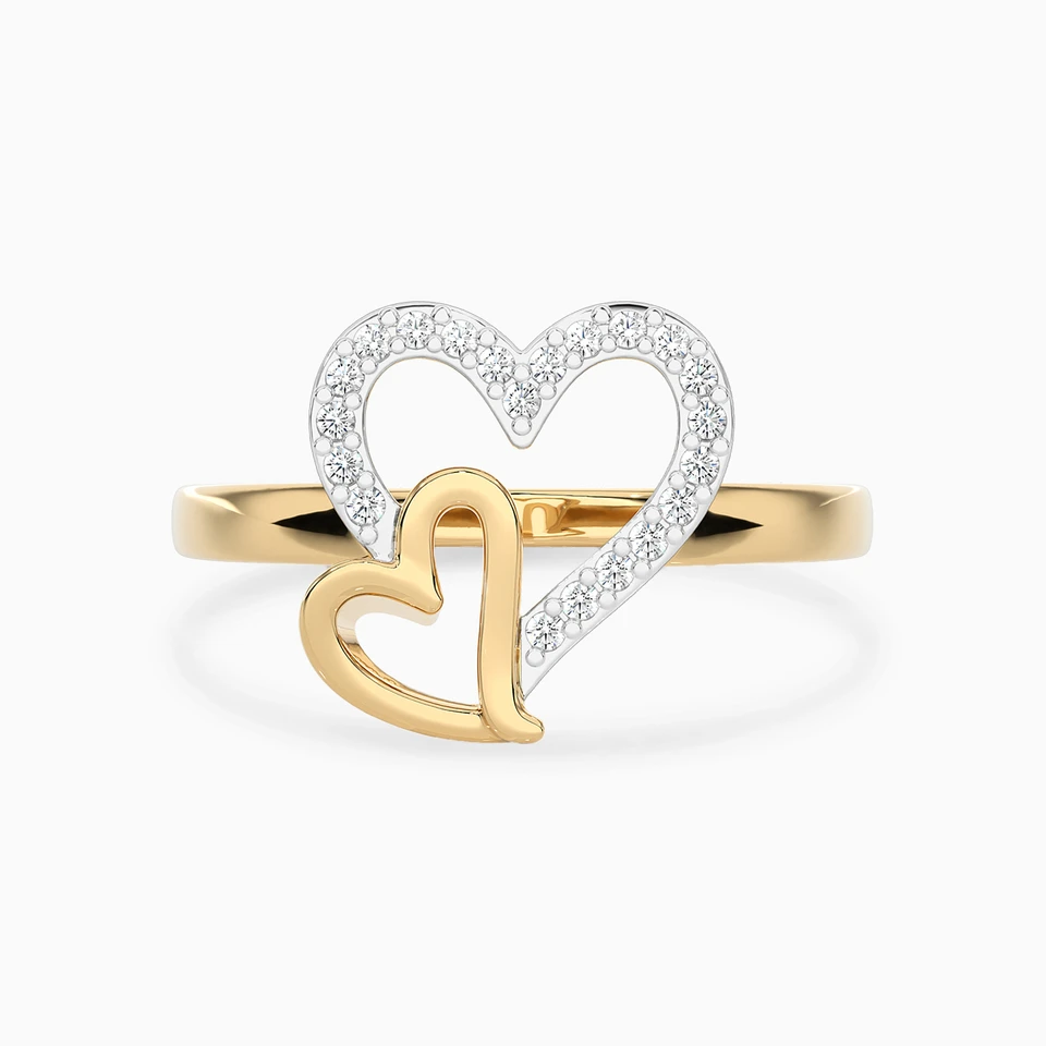 Heart Diamond Ring in 18K Gold - 2 Heart Diamond Ring in 18K Gold - 2