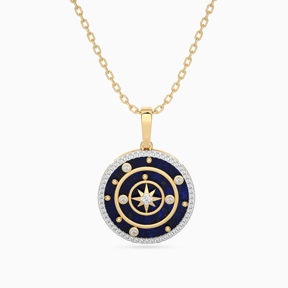 Circle Diamond & Enamel Coated Pendant in 18K Gold Circle Diamond & Enamel Coated Pendant in 18K Gold