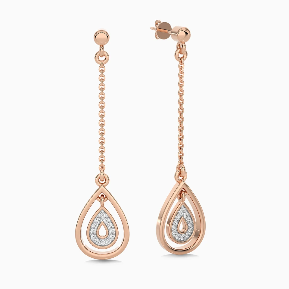 Pear Diamond Drop Earrings in 18K Gold - 2 Pear Diamond Drop Earrings in 18K Gold - 2