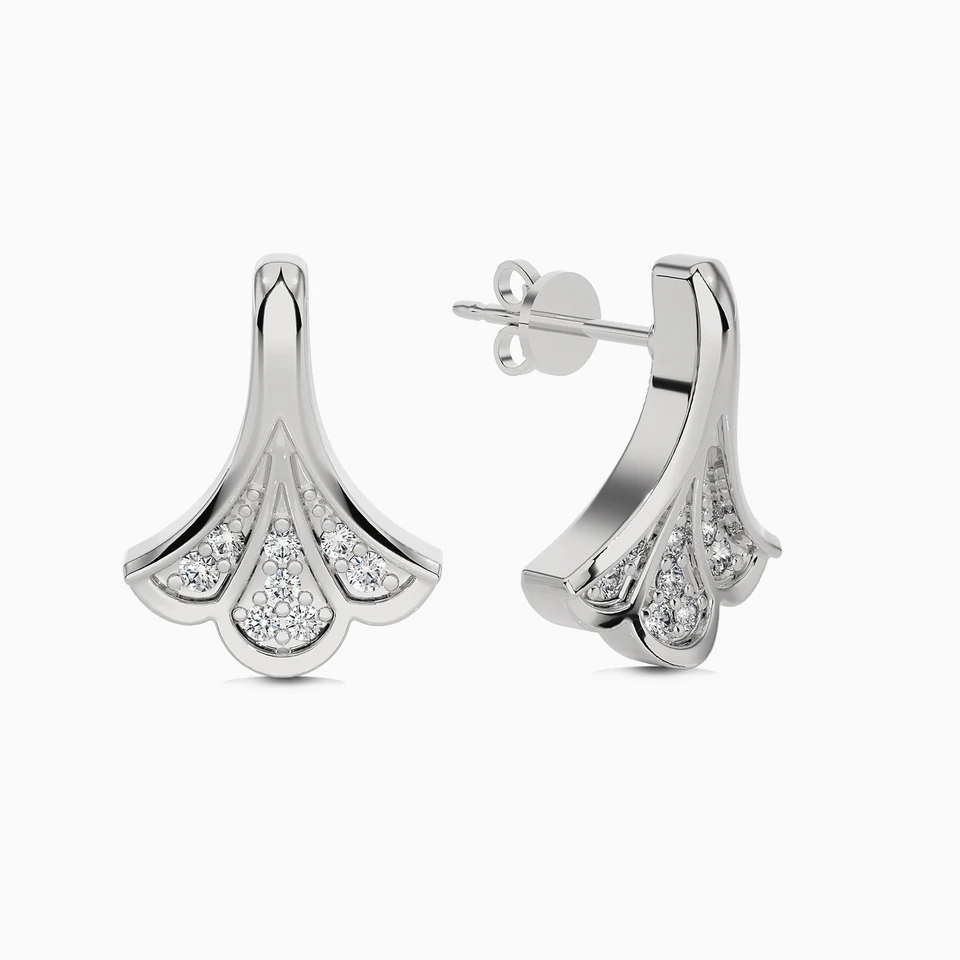Petal Diamond Stud Earrings in 18K Gold - 2 Petal Diamond Stud Earrings in 18K Gold - 2
