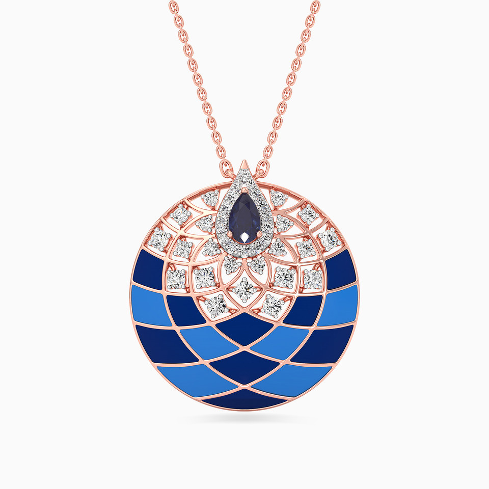 Circle Diamond & Colored Stones Pendant in 18K Gold Circle Diamond & Colored Stones Pendant in 18K Gold