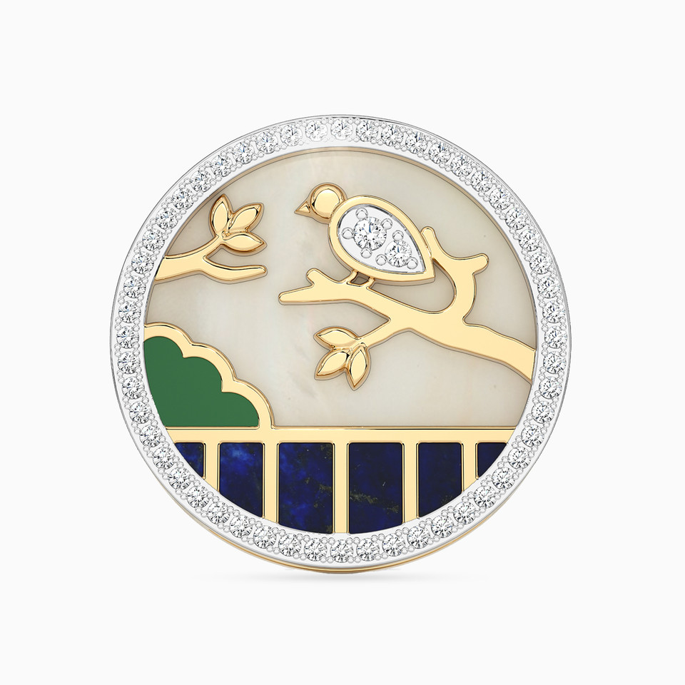 خاتم ألماس شكل دائرة ذهب عيار 18 قيراط مطلي بالمينا خاتم ألماس شكل دائرة ذهب عيار 18 قيراط مطلي بالمينا