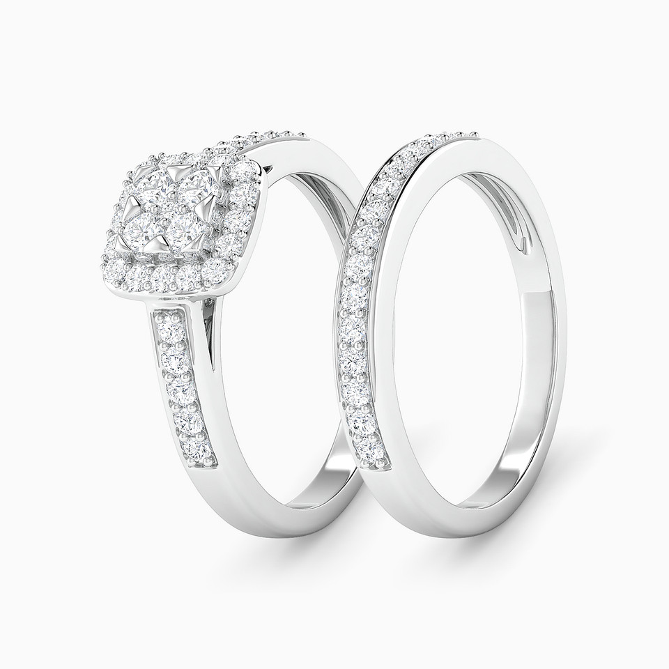 Square Diamond Twin Rings in 18K Gold - 2 Square Diamond Twin Rings in 18K Gold - 2