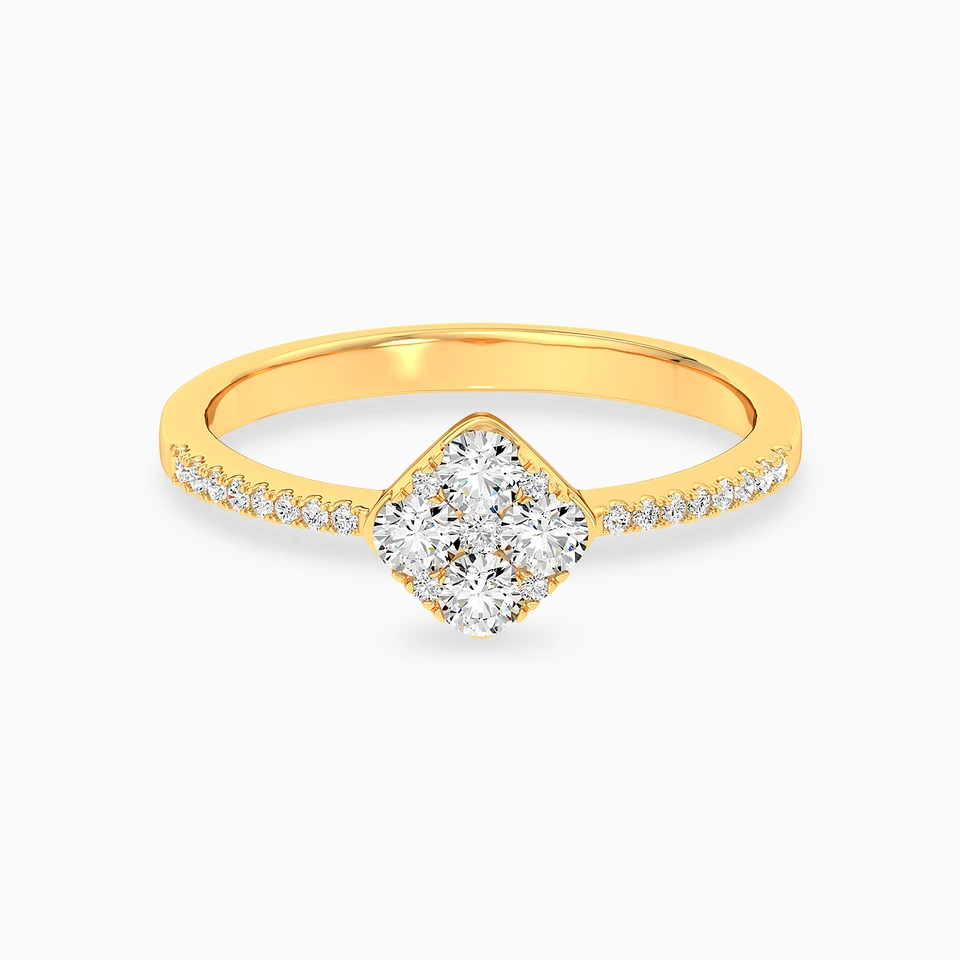 Square Diamond Ring in 18K Gold - 2 Square Diamond Ring in 18K Gold - 2