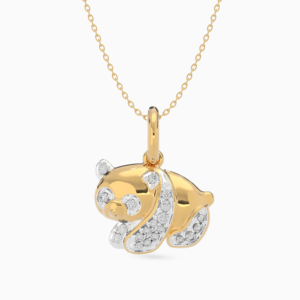 Kids Panda Diamonds Pendant in 18K Gold - 2 Kids Panda Diamonds Pendant in 18K Gold - 2