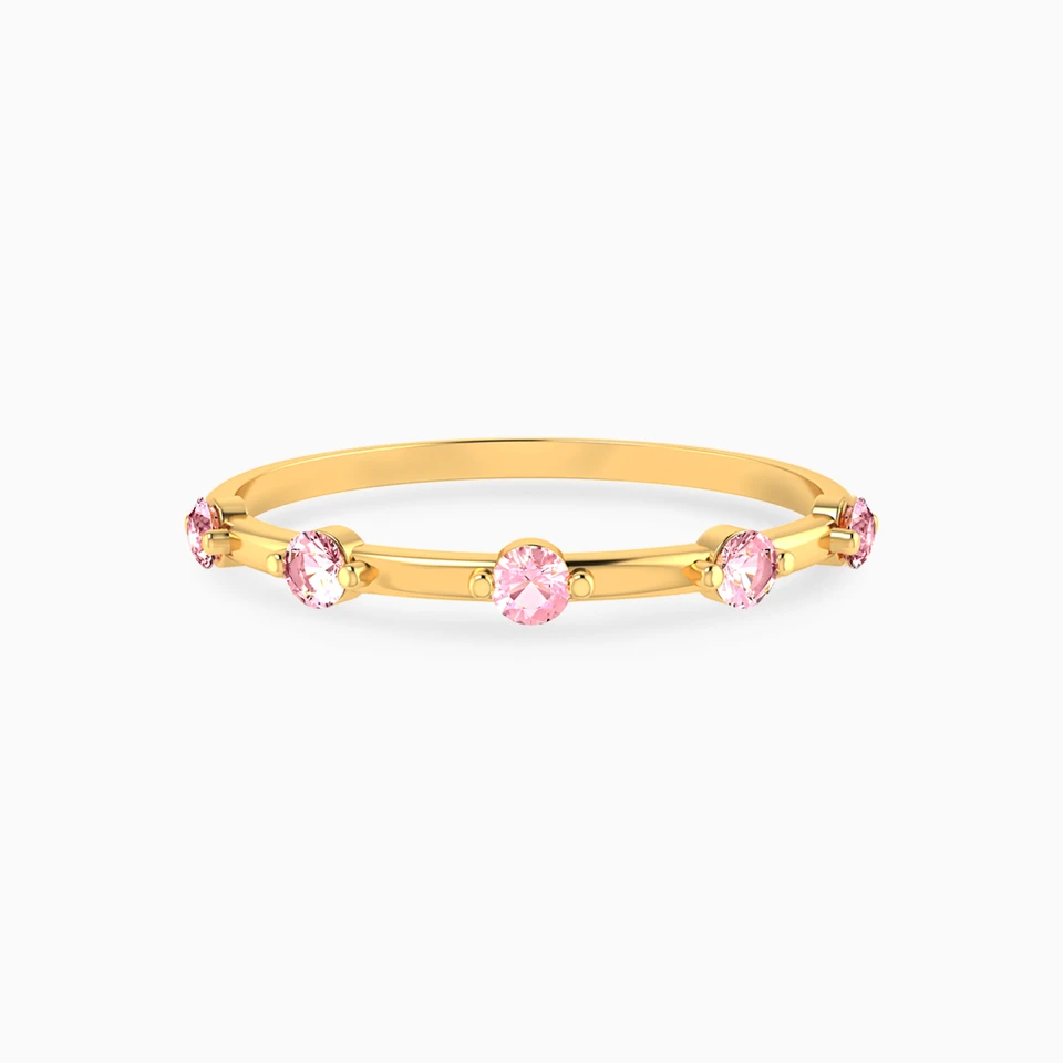 Round Shaped Rose Stone Statement Ring in 18K Gold Round Shaped Rose Stone Statement Ring in 18K Gold