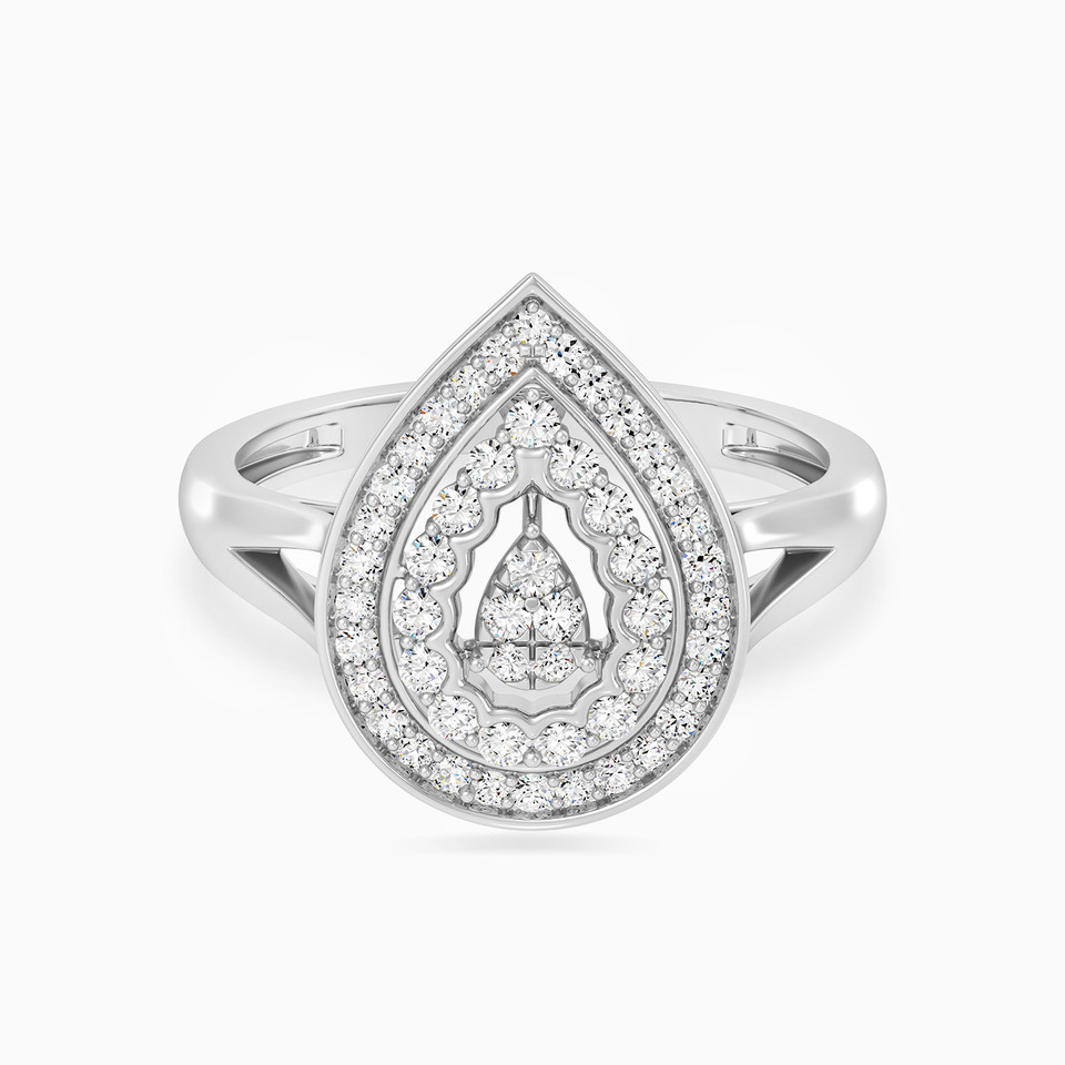 Pear Diamond Ring in 18K Gold - 2 Pear Diamond Ring in 18K Gold - 2