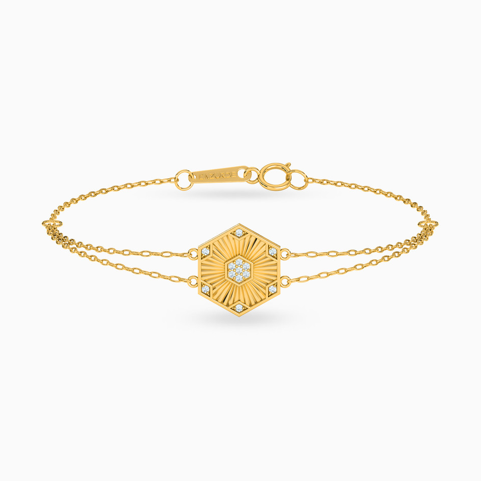 Hexagon Shaped Cubic Zirconia Chain Bracelet in 18K Gold Hexagon Shaped Cubic Zirconia Chain Bracelet in 18K Gold
