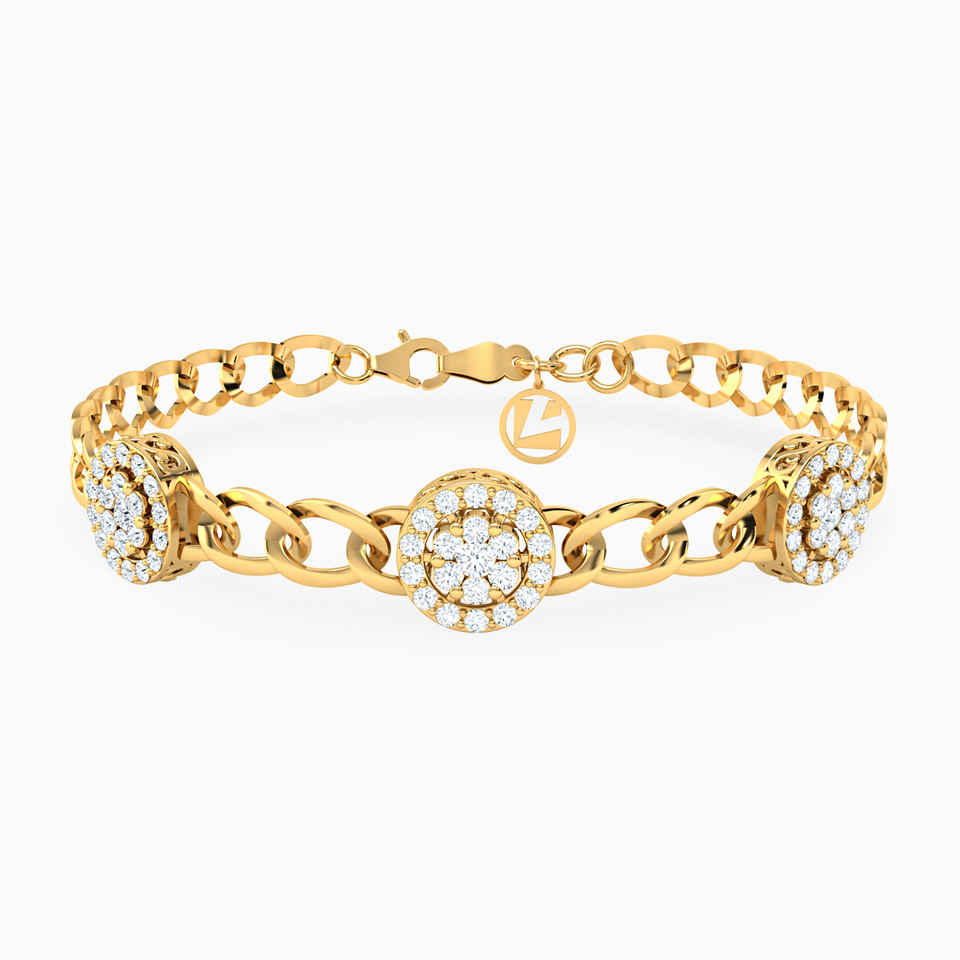 Round Cubic Zirconia Chain Bracelet in 18K Gold Round Cubic Zirconia Chain Bracelet in 18K Gold