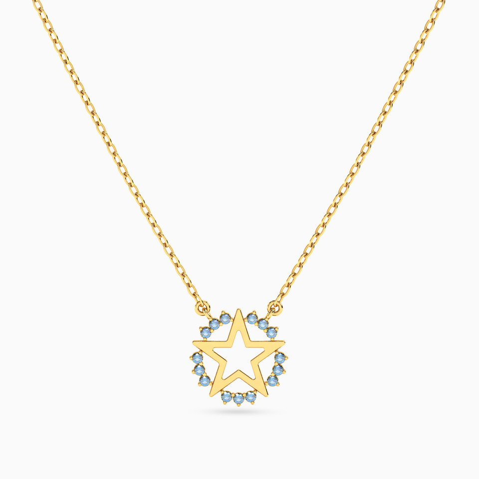Star Colored Stones Necklace in 18K Gold Star Colored Stones Necklace in 18K Gold
