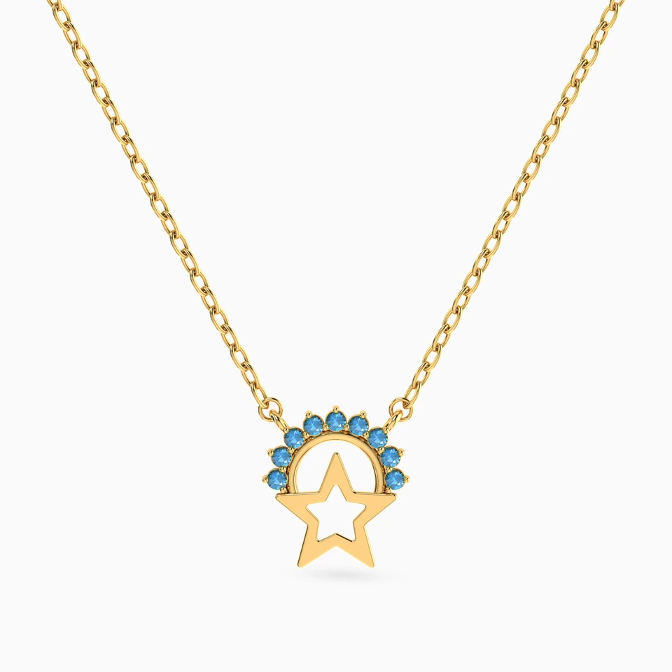 Star Colored Stones Necklace in 18K Gold Star Colored Stones Necklace in 18K Gold