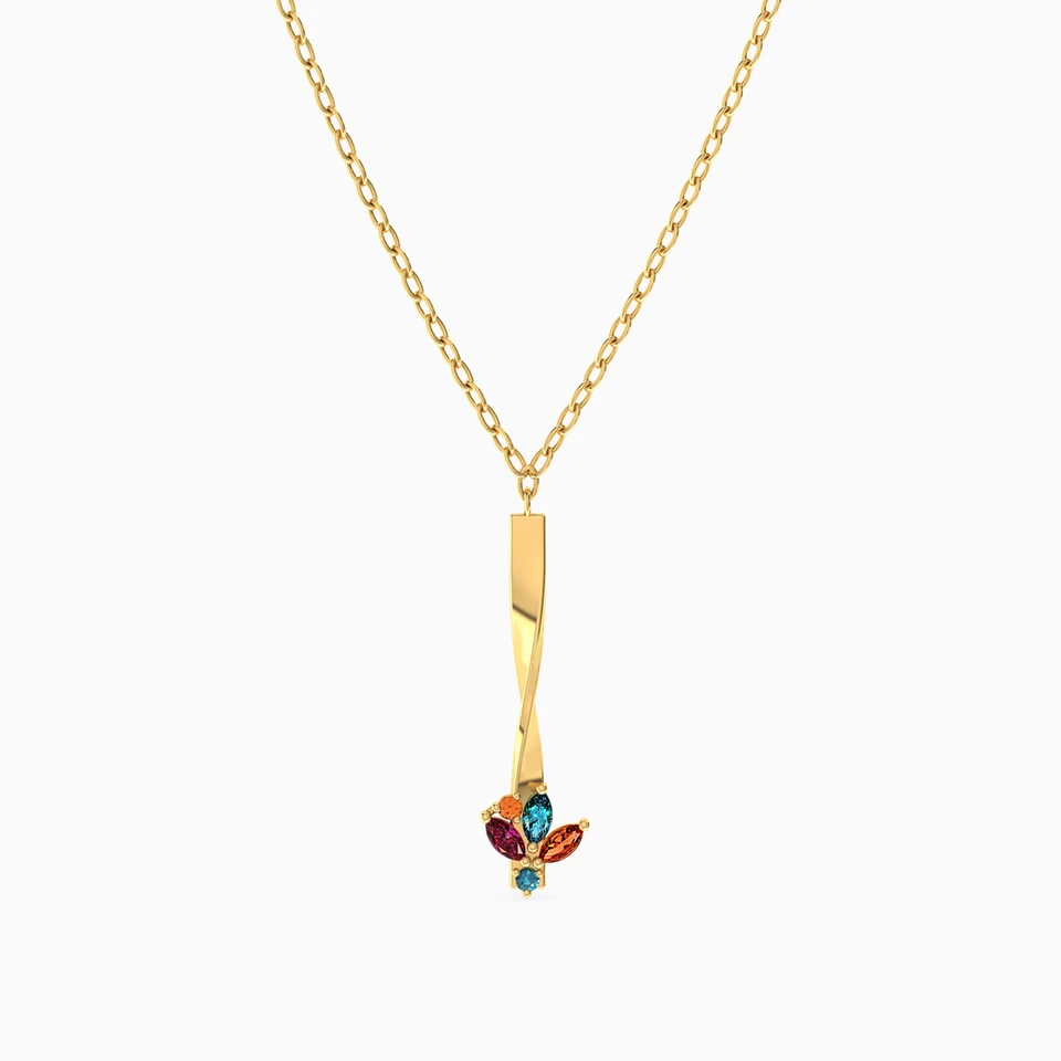 Bar Colored Stones Necklace in 18K Gold Bar Colored Stones Necklace in 18K Gold