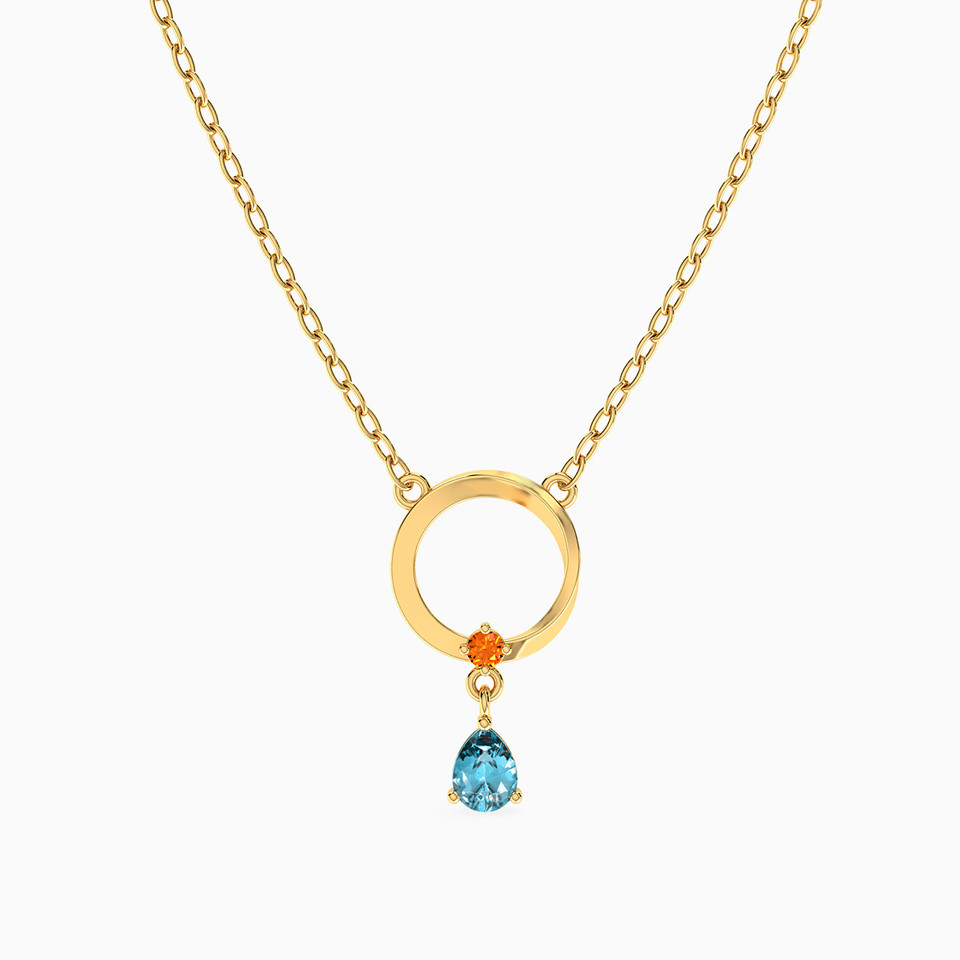 Circular Colored Stone Necklace in 18K Gold Circular Colored Stone Necklace in 18K Gold
