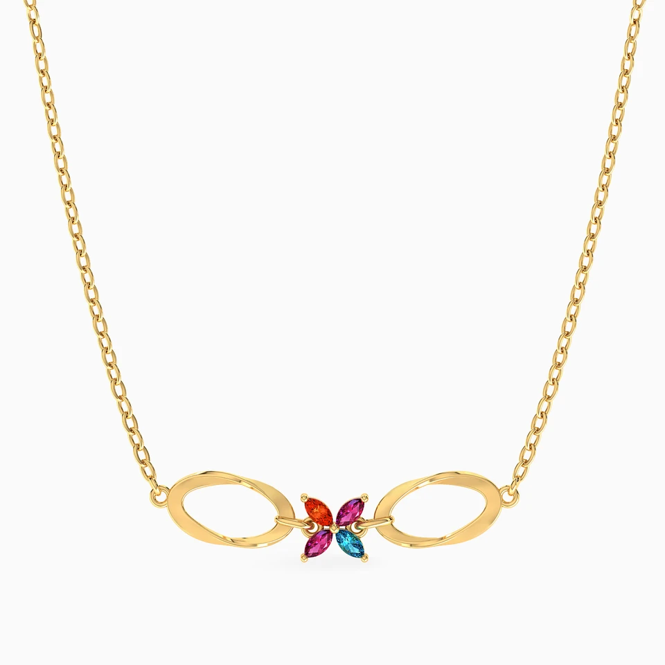 Oval Colored Stones Necklace in 18K Gold Oval Colored Stones Necklace in 18K Gold